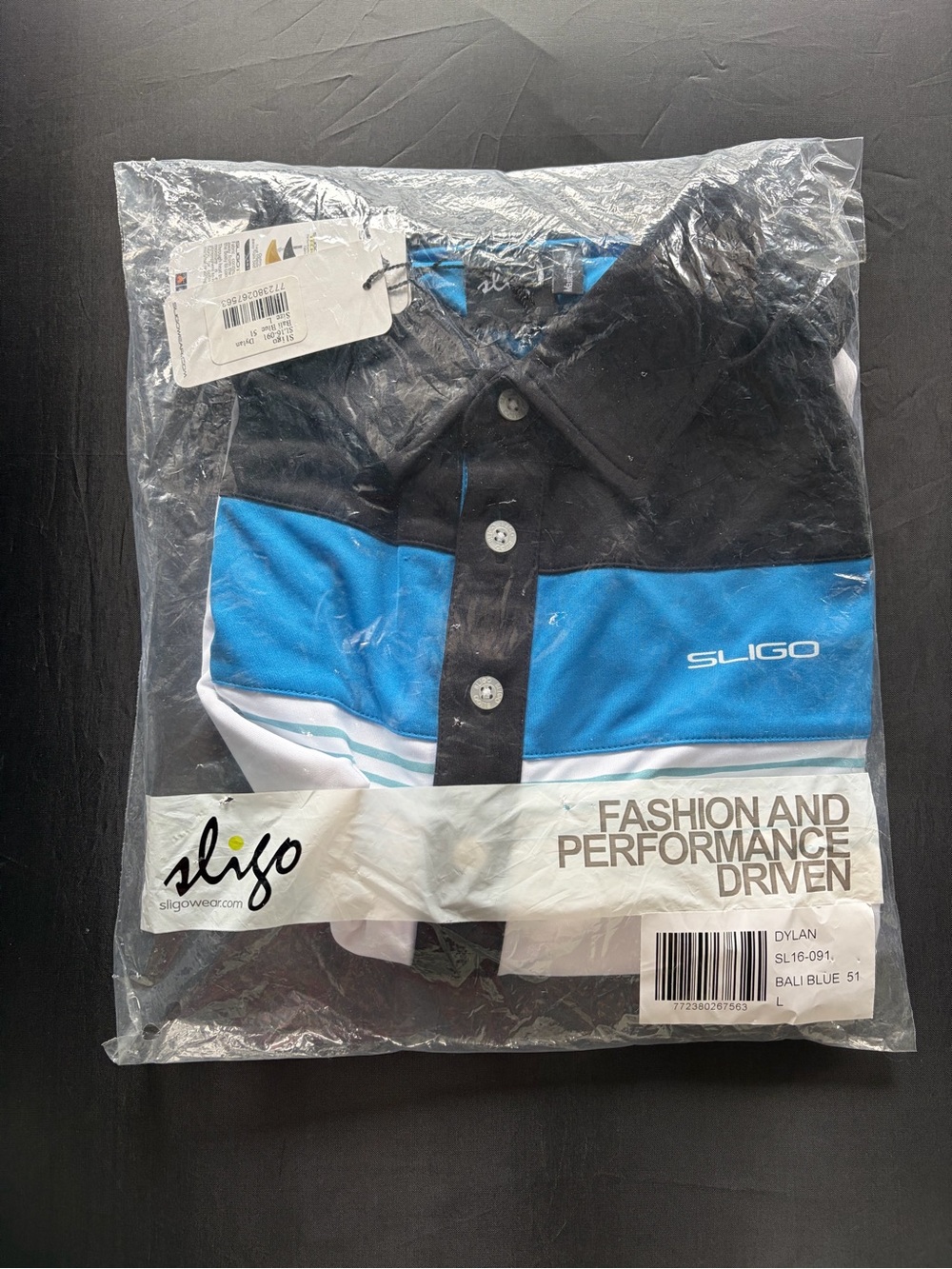 Sligo Men's Blue and Black Performance Polo